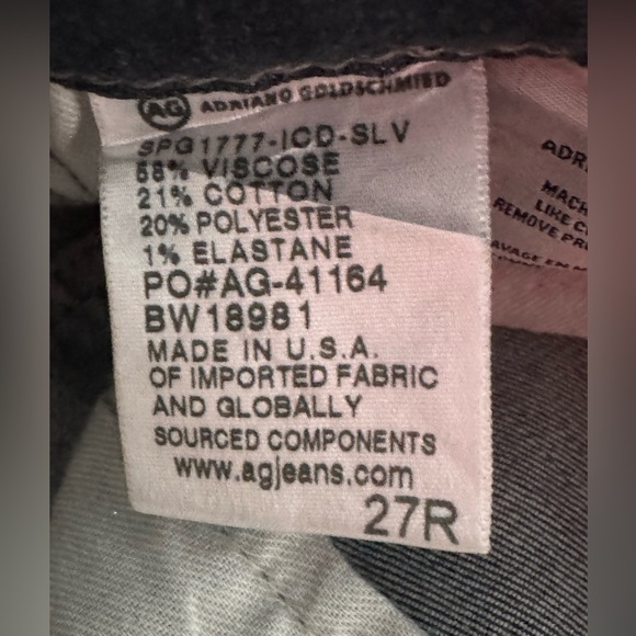 Anthropologie AG Painted Silver Metallic Jeans The Farrah Ankle Skinny - Picture 6 of 6